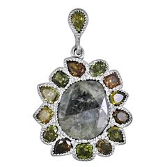 Slice Diamond Natural Fancy Color Diamonds Gold Pendant
