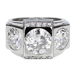 1930s Modernist Boucheron Paris Diamond Platinum Three Stone Ring 12