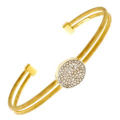 Isaac Reiss Diamond Gold Two Row Slip On Bangle Bracelet