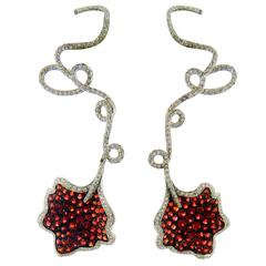 Ambrosi Unique Diamond & Sapphire 18k White Gold Earrings Retail $29,300 9