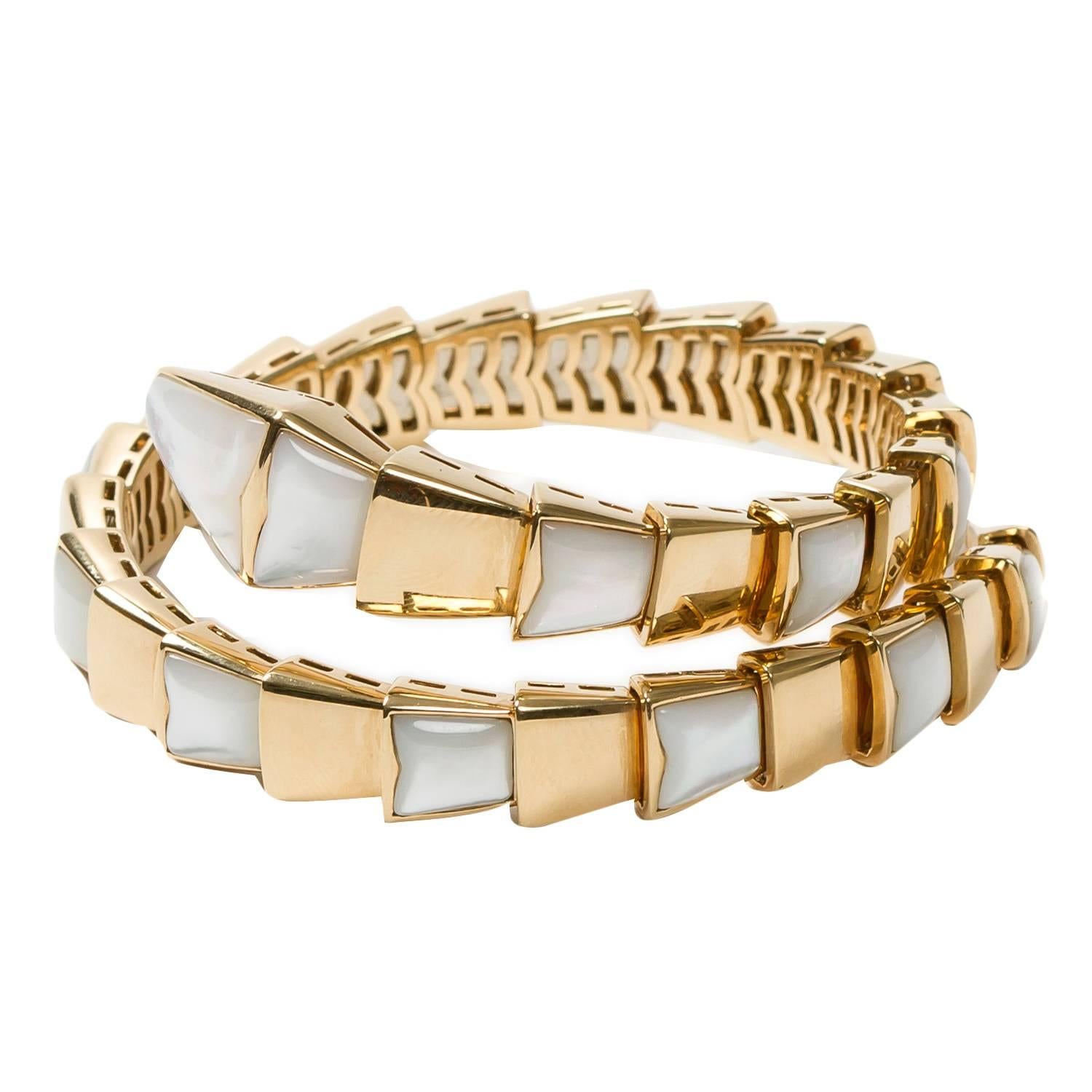 Bulgari Yellow Gold Mother-of-Pearl Bangle Bracelet