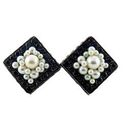 De Grisogono Black Diamond & Pearl Gold Earrings Retail $36,000 2