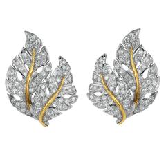 Buccellati Diamond Gold Leaf Earrings