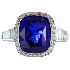 5.85 Carat Sapphire Diamond Platinum Solitaire Ring