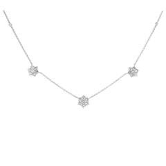 2.79 Carats Floral Motif Diamond Gold Necklace