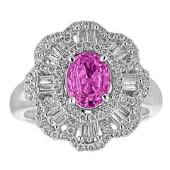 Certified 1.27 Carat Oval Pink Diamond Ring 10
