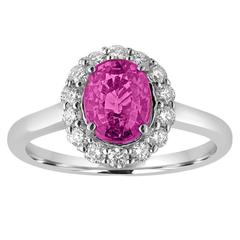 Certified 2.13 Carat Oval Purple Sapphire Diamond Halo Ring 2