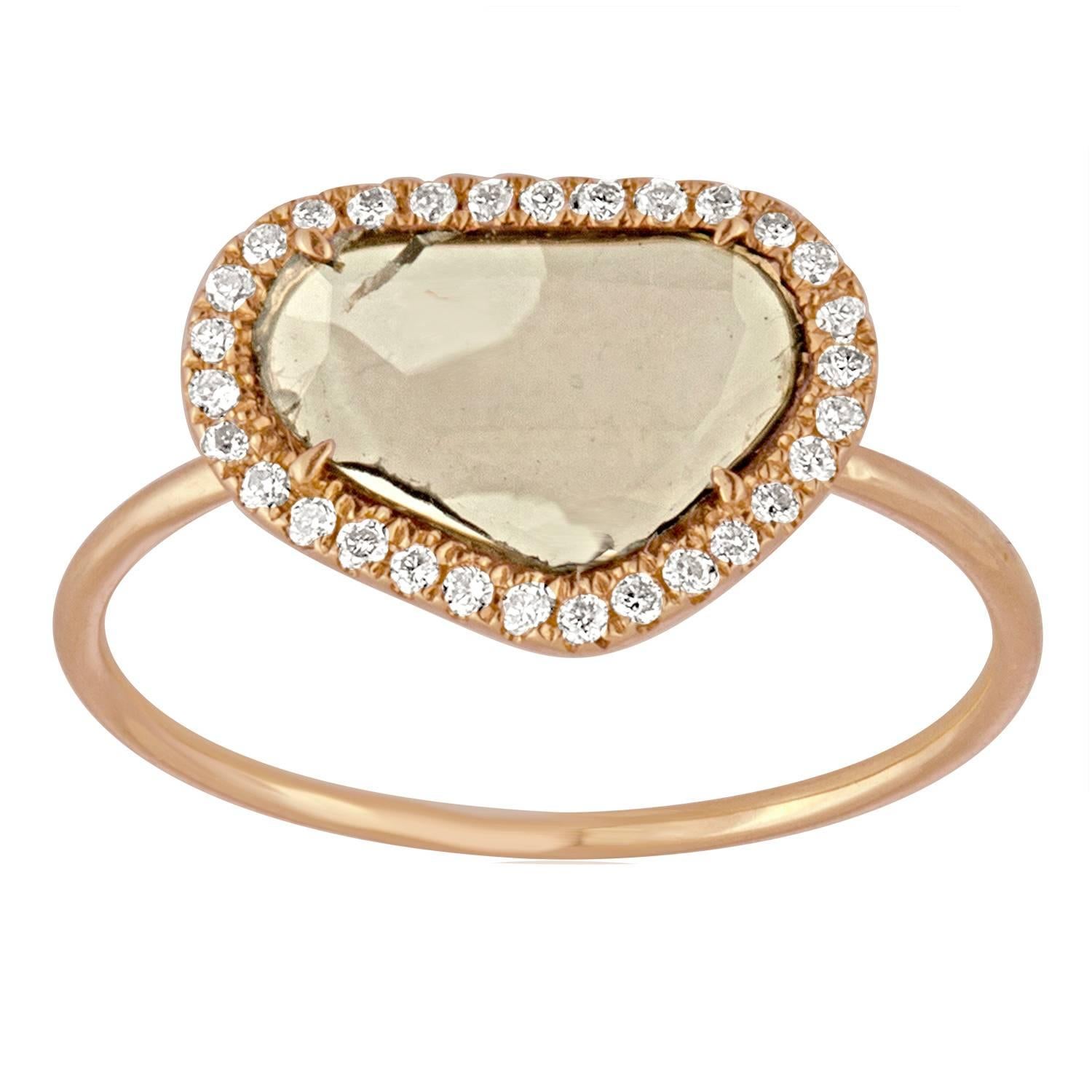0.40 Carats Diamond Slice Halo Gold Ring