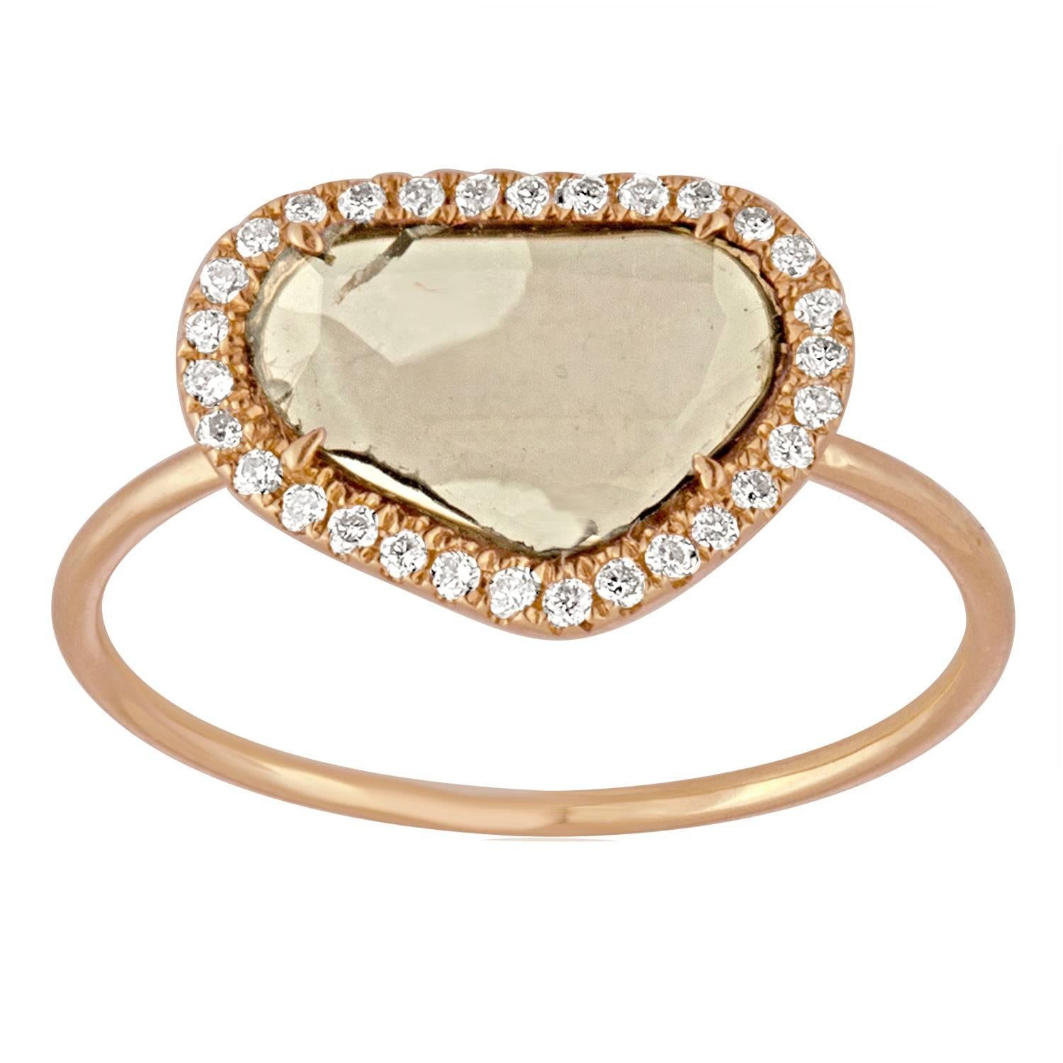 0.40 Carats Diamond Slice Halo Gold Ring