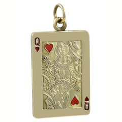 Queen of Hearts Enamel and Gold Charm