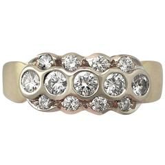 0.60Ct Diamond & 14k Yellow Gold, 14k White Gold Set Dress Ring - Vintage 8