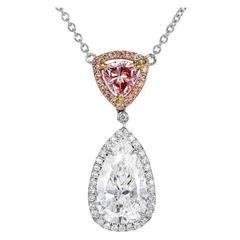 Colorless and Natural Pink Diamond Pendant