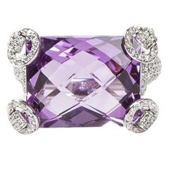 Horse Bit Amethyst White Gold Cocktail Ring