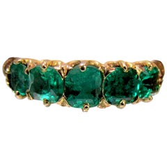 Antique Five Stone Emerald Gold Ring