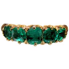 Antique Five Stone Emerald Gold Ring 1