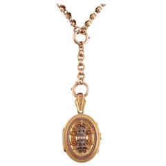 Antique Victorian Pearl Gold Locket and Chain