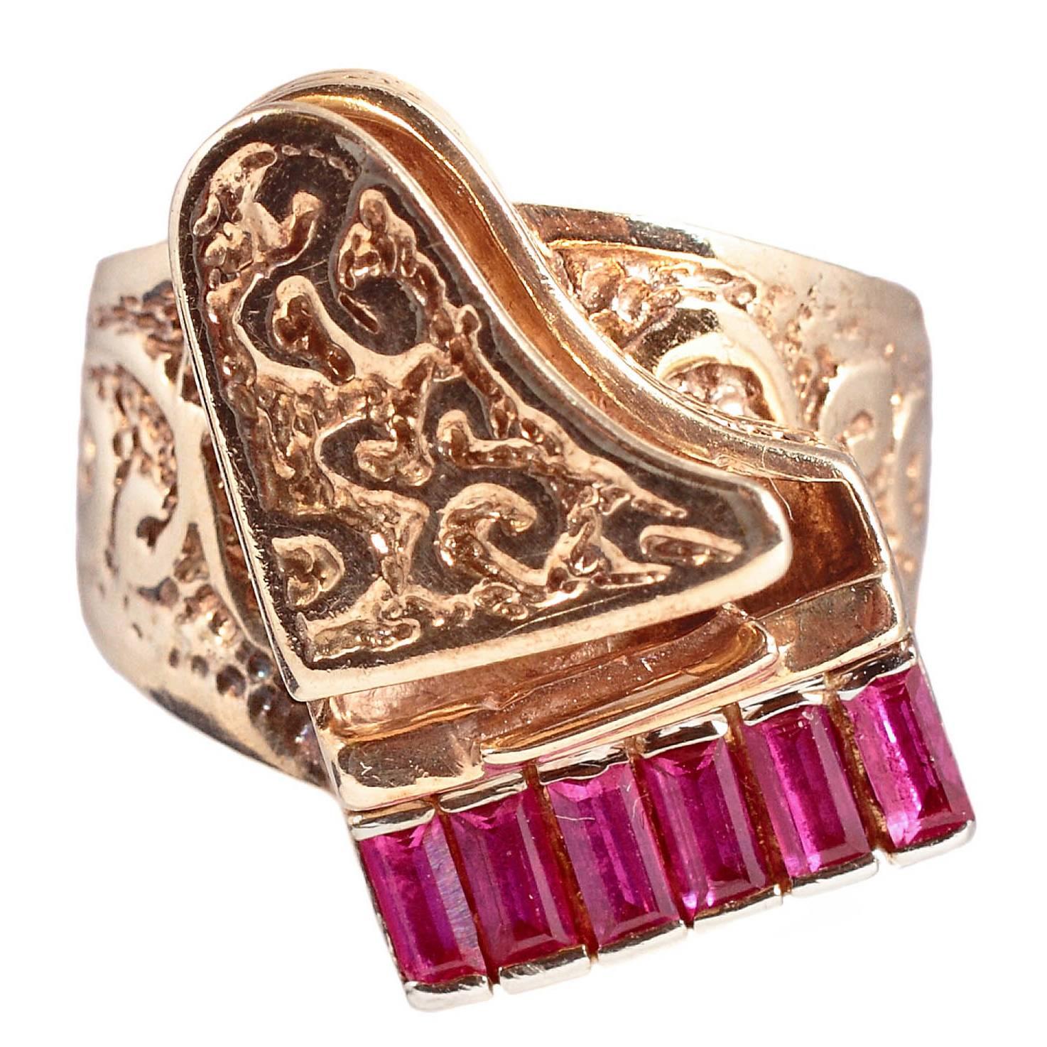 Ruby Gold Grand Piano Ring