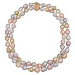 Two-Strand Multicolor Baroque Pearl Necklace