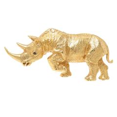 Tiffany & Co. Large Gold Rhino Brooch