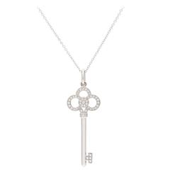 Tiffany & Co. Diamond Gold Crown Key Pendant