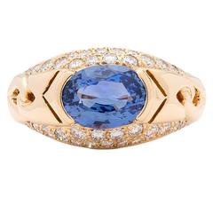 Bulgari Blue Sapphire Diamond Gold Ring