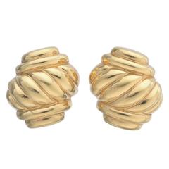 Fluted Gold Twisted Knot Earclips