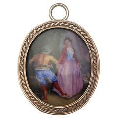 9k Yellow Gold Miniature Portrait Pendant - Antique Victorian 2