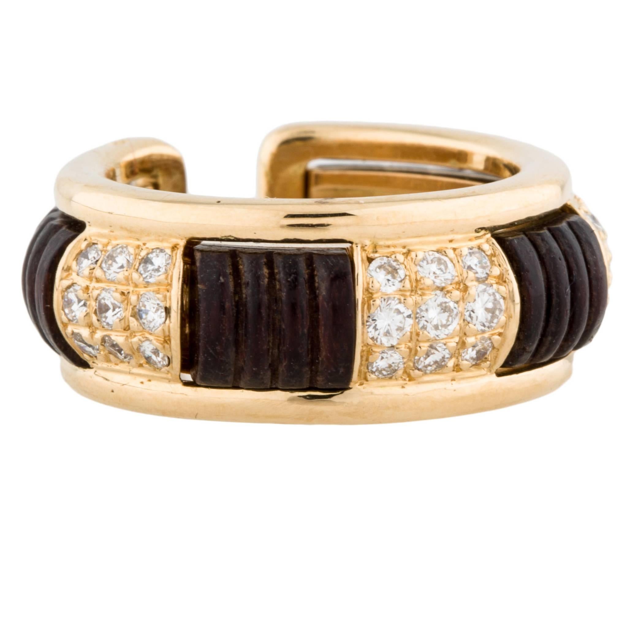 Boucheron Diamond Wood Gold Two Part Ring