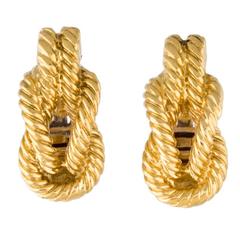 Hermès Parade Gold Knot Earrings