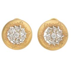 Mario Buccellati Diamond Gold Domed Earclips