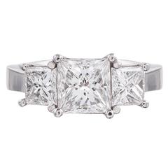 2.57 Carats Princess Cut Diamonds Platinum Ring 6