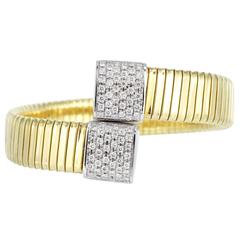 Diamond Gold Flexible Bypass Cuff Bracelet