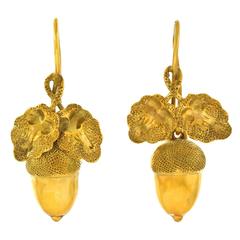 Antique Gilded Silver Acorn Earrings