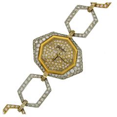 DeLaneau Lady's Gelbgold Diamant Armbanduhr