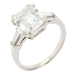 Vintage 3.21 Carat GIA Cert Emerald Cut Diamond Platinum Engagement Ring