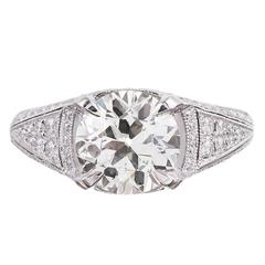 2.58 Carat Old European Brilliant Diamond Platinum Ring 4