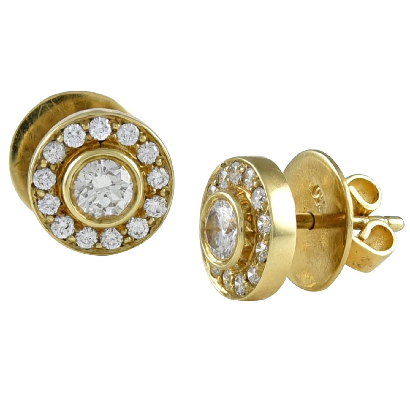 Temple St Clair Diamond Gold Stud Earrings For At 1stdibs