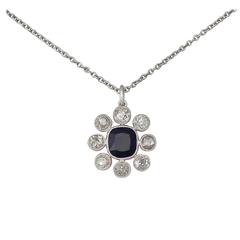 0.95Ct Sapphire & 0.90ct Diamond, 15k Yellow Gold Pendant - Antique Circa 1910