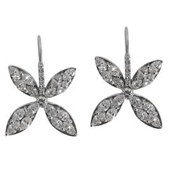 Marquis Cut Diamond 3.4 Carat Petal Drop Earrings 9