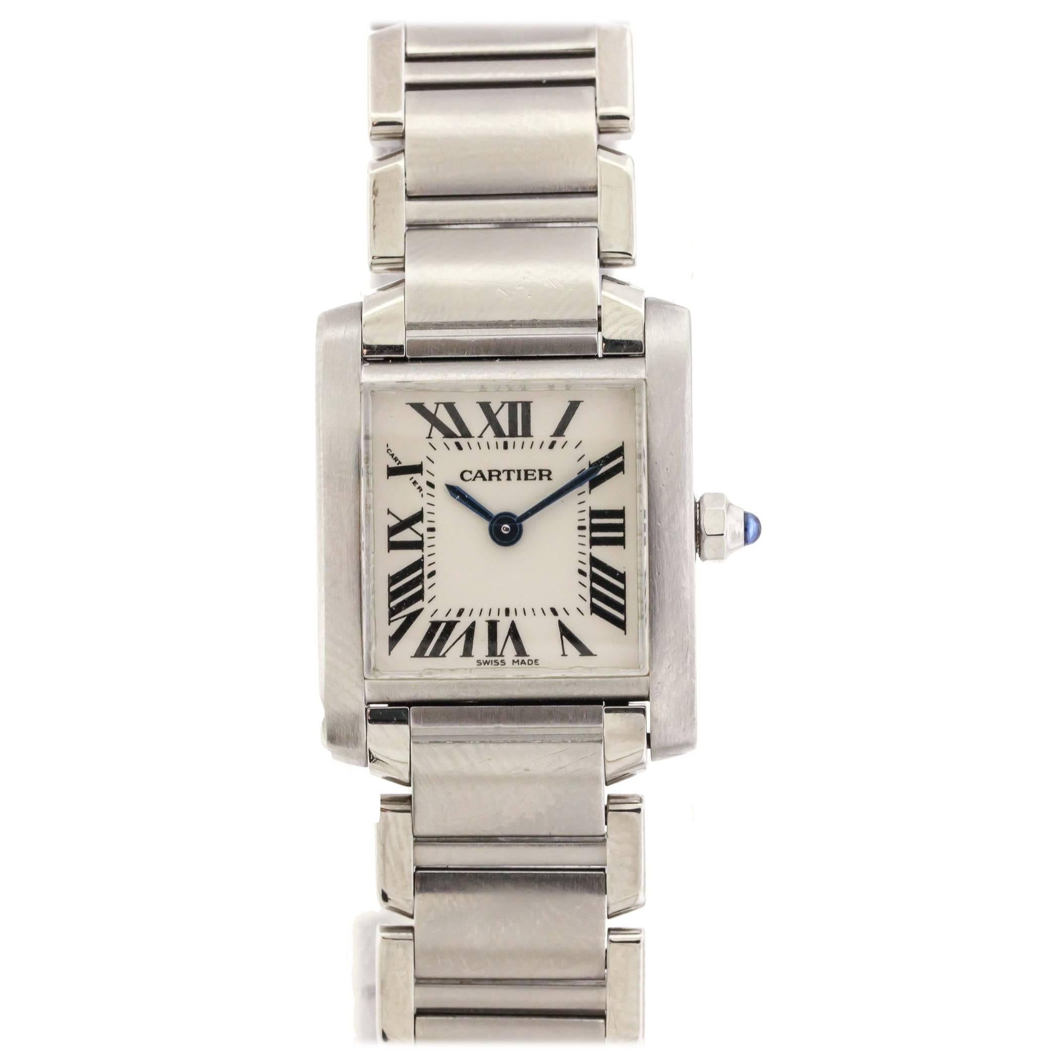Cartier Lady's Stainless Steel Tank Francaise Quartz Wristwatch Ref 2384