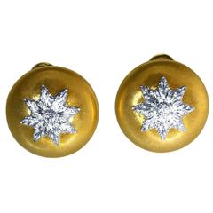 Buccellati Diamond Two Color Gold Button Earclips