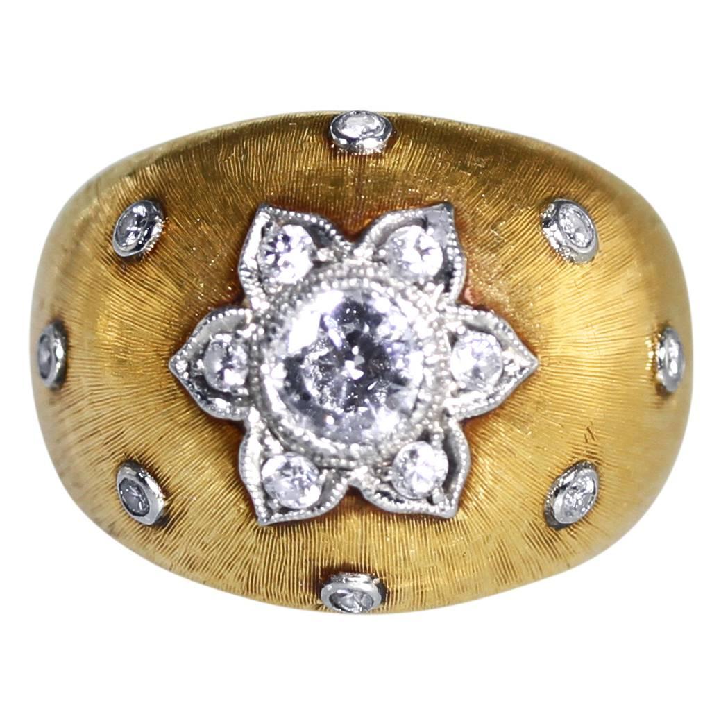 1940s Buccellati Diamond Two Color Gold Ring