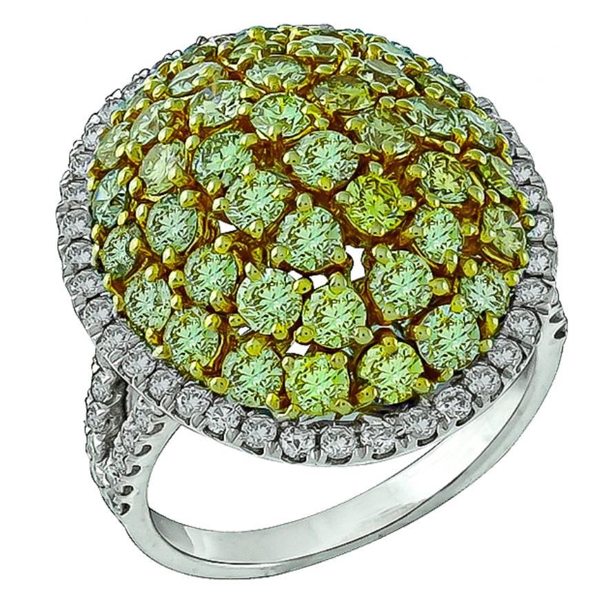Natural Fancy Diamond Gold Cluster Ring