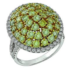 Natural Fancy Diamond Gold Cluster Ring
