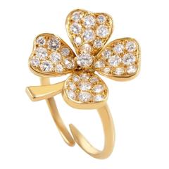 Fred of Paris diamond Gold 4-Leaf Clover Ring