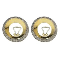 Tiffany & Co Angela Cummings Diamond Platinum Gold Round Spiral Earrings
