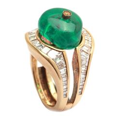 Unusual Emerald Bead Diamond Ring 3