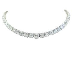 77.69 Carat Total Weight Radiant Diamond Riviere Necklace