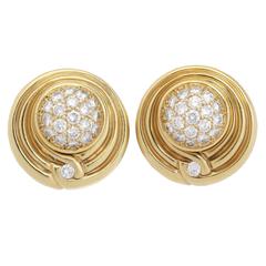 Vintage Diamond Gold Lagos Earrings with Changeable Centers