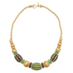 Stunning Emerald Sapphire Gold Necklace